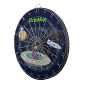 かわいいハッピーフィッシュufo宇宙漫画イラストレーション ダーツボード (正面右)