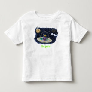 かわいいハッピーフィッシュufo宇宙漫画イラストレーション トドラーTシャツ