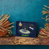 かわいいハッピーフィッシュufo宇宙漫画イラストレーション フォトプラーク (側面)