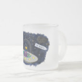 かわいいハッピーフィッシュufo宇宙漫画イラストレーション フロストグラスマグカップ (正面右)