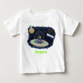 かわいいハッピーフィッシュufo宇宙漫画イラストレーション ベビーTシャツ (正面)