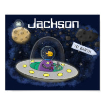 かわいいハッピーフィッシュufo宇宙漫画イラストレーション