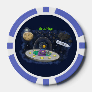 かわいいハッピーフィッシュufo宇宙漫画イラストレーション ポーカーチップ