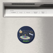 かわいいハッピーフィッシュufo宇宙漫画イラストレーション マグネット (インサイチュ (食洗機))