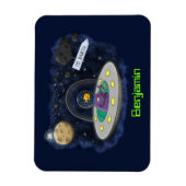 かわいいハッピーフィッシュufo宇宙漫画イラストレーション マグネット (縦)