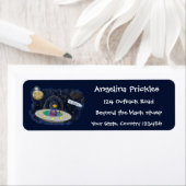 かわいいハッピーフィッシュufo宇宙漫画イラストレーション ラベル (インサイチュ)