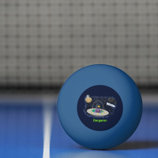 かわいいハッピーフィッシュufo宇宙漫画イラストレーション 卓球ボール (ネット)