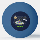 かわいいハッピーフィッシュufo宇宙漫画イラストレーション 卓球ボール (正面)