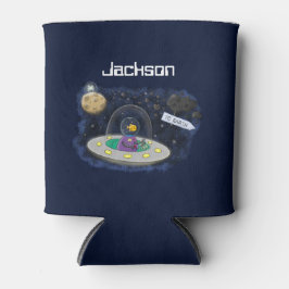 かわいいハッピーフィッシュufo宇宙漫画イラストレーション 缶クーラー