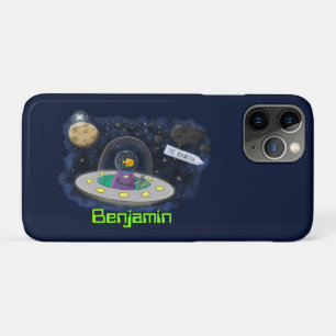 かわいいハッピーフィッシュufo宇宙漫画イラストレーション iPhone 11 proケース