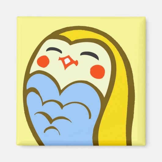 かわいいハッピーフクロウ マグネット (正面)