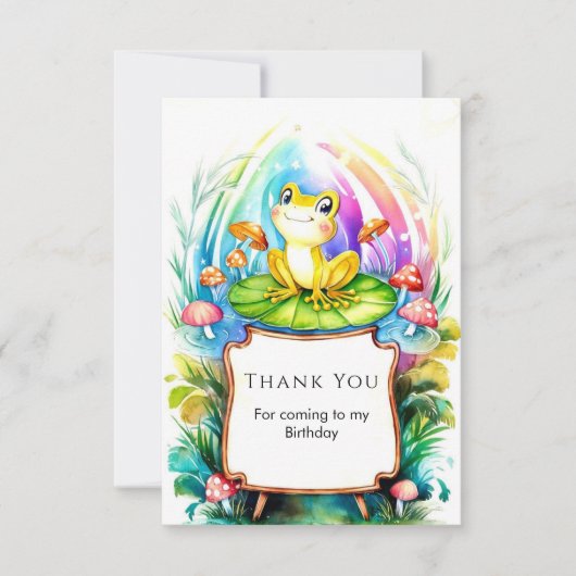 かわいいハッピーフロッグの誕生日 サンキューカード (正面)