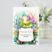 かわいいハッピーフロッグの誕生日 サンキューカード (スタンド正面)