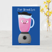 かわいいハッピーフードミキサーの台所用品の漫画 カード (黄色い花)