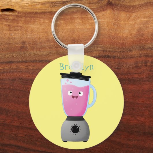 かわいいハッピーフードミキサーの台所用品の漫画 キーホルダー (正面)