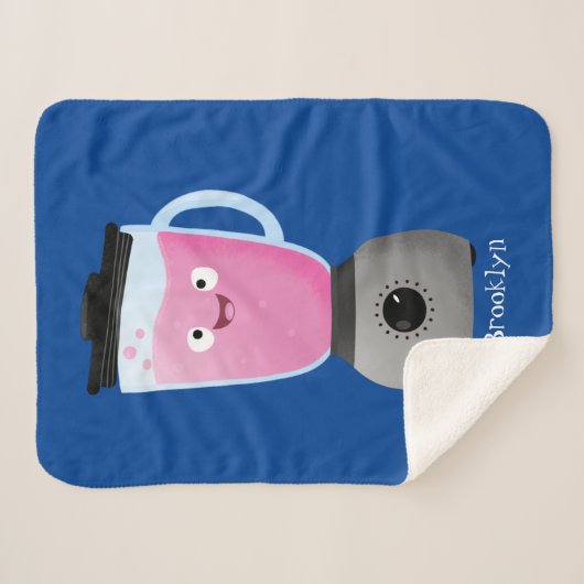 かわいいハッピーフードミキサーの台所用品の漫画 シェルパブランケット (正面(横))