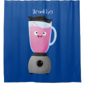 かわいいハッピーフードミキサーの台所用品の漫画 シャワーカーテン (正面)