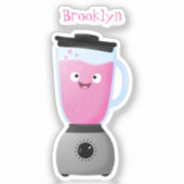 かわいいハッピーフードミキサーの台所用品の漫画 シール (正面)