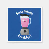 かわいいハッピーフードミキサーの台所用品の漫画 スタンダードカクテルナプキン (正面)