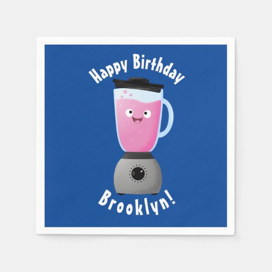 かわいいハッピーフードミキサーの台所用品の漫画 スタンダードカクテルナプキン (正面)