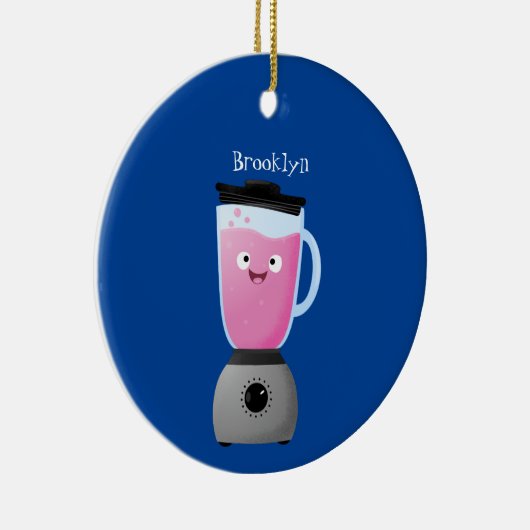 かわいいハッピーフードミキサーの台所用品の漫画 セラミックオーナメント (右)