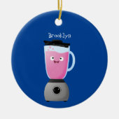 かわいいハッピーフードミキサーの台所用品の漫画 セラミックオーナメント (正面)