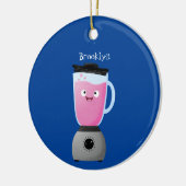 かわいいハッピーフードミキサーの台所用品の漫画 セラミックオーナメント (左)