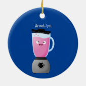 かわいいハッピーフードミキサーの台所用品の漫画 セラミックオーナメント (裏面)