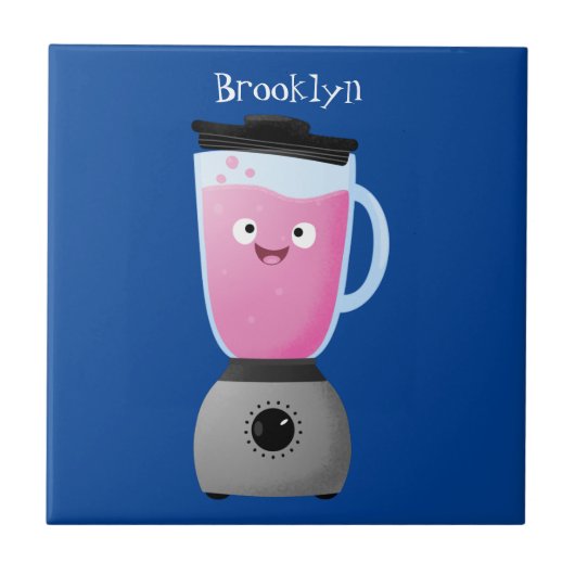 かわいいハッピーフードミキサーの台所用品の漫画 タイル (正面)