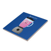 かわいいハッピーフードミキサーの台所用品の漫画 タイル (側面)