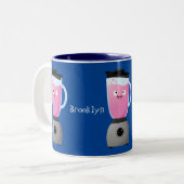 かわいいハッピーフードミキサーの台所用品の漫画 ツートーンマグカップ (正面左)