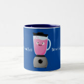 かわいいハッピーフードミキサーの台所用品の漫画 ツートーンマグカップ (中央)