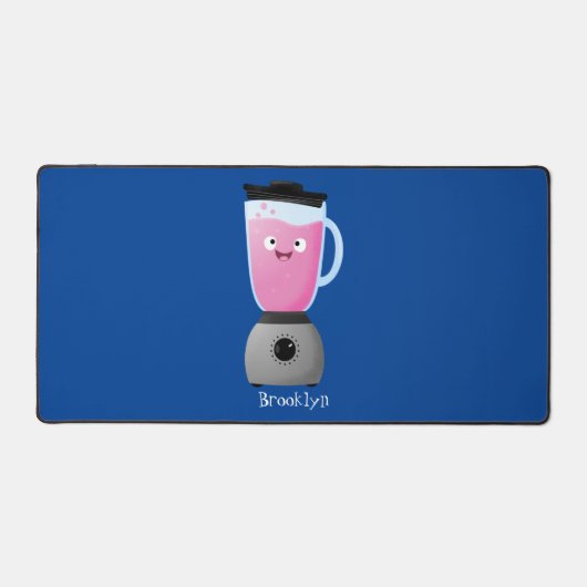 かわいいハッピーフードミキサーの台所用品の漫画 デスクマット (正面)