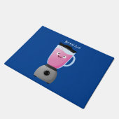 かわいいハッピーフードミキサーの台所用品の漫画 ドアマット (アングル)