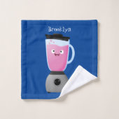 かわいいハッピーフードミキサーの台所用品の漫画 バスタオルセット (ウォッシュタオル)