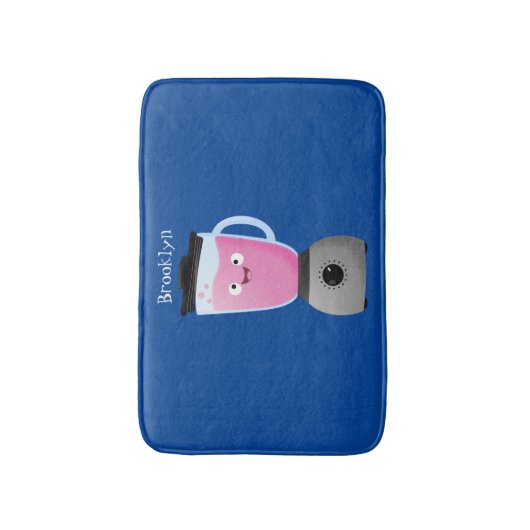 かわいいハッピーフードミキサーの台所用品の漫画 バスマット (正面縦)