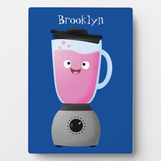 かわいいハッピーフードミキサーの台所用品の漫画 フォトプラーク (正面)