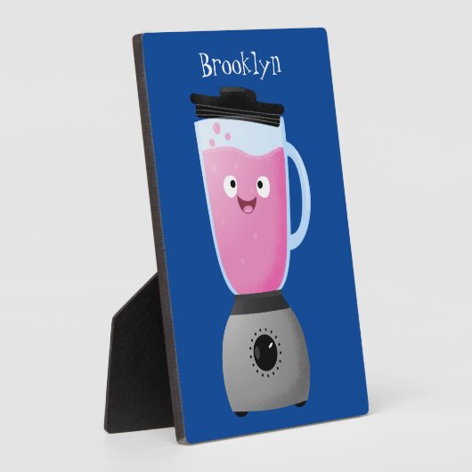 かわいいハッピーフードミキサーの台所用品の漫画 フォトプラーク (側面)