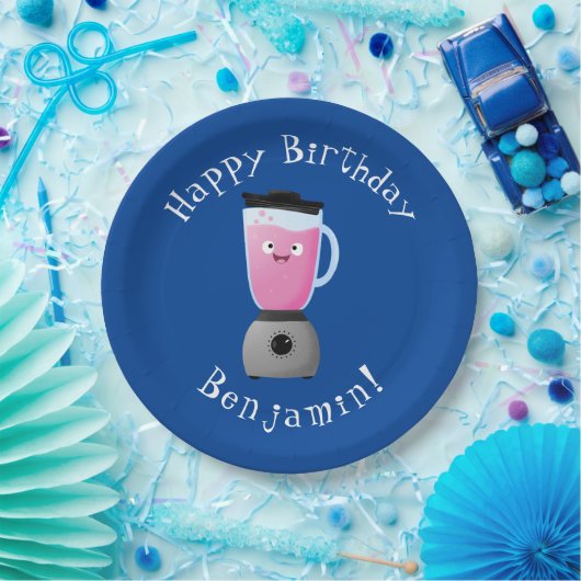 かわいいハッピーフードミキサーの台所用品の漫画 ペーパープレート (パーティー)