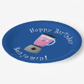 かわいいハッピーフードミキサーの台所用品の漫画 ペーパープレート (アングル)