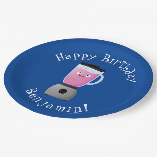 かわいいハッピーフードミキサーの台所用品の漫画 ペーパープレート (アングル)