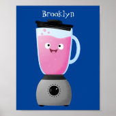 かわいいハッピーフードミキサーの台所用品の漫画 ポスター (正面)