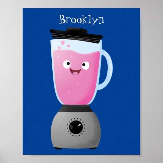 かわいいハッピーフードミキサーの台所用品の漫画 ポスター (正面)