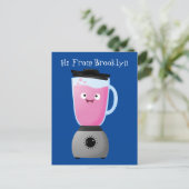 かわいいハッピーフードミキサーの台所用品の漫画 ポストカード (スタンド正面)