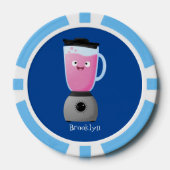 かわいいハッピーフードミキサーの台所用品の漫画 ポーカーチップ (正面)