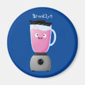 かわいいハッピーフードミキサーの台所用品の漫画 マグネット (正面)