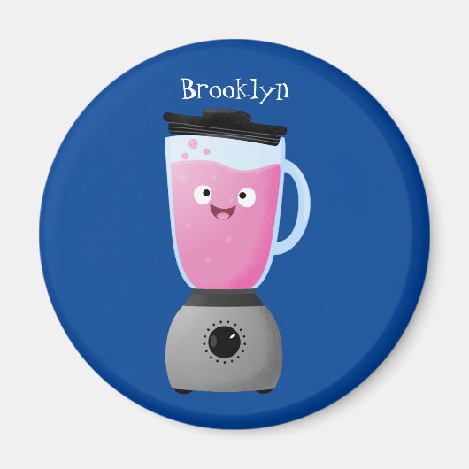 かわいいハッピーフードミキサーの台所用品の漫画 マグネット (正面)