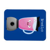 かわいいハッピーフードミキサーの台所用品の漫画 マグネット (横)