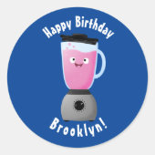 かわいいハッピーフードミキサーの台所用品の漫画 ラウンドシール (正面)