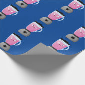 かわいいハッピーフードミキサーの台所用品の漫画 ラッピングペーパー (角)